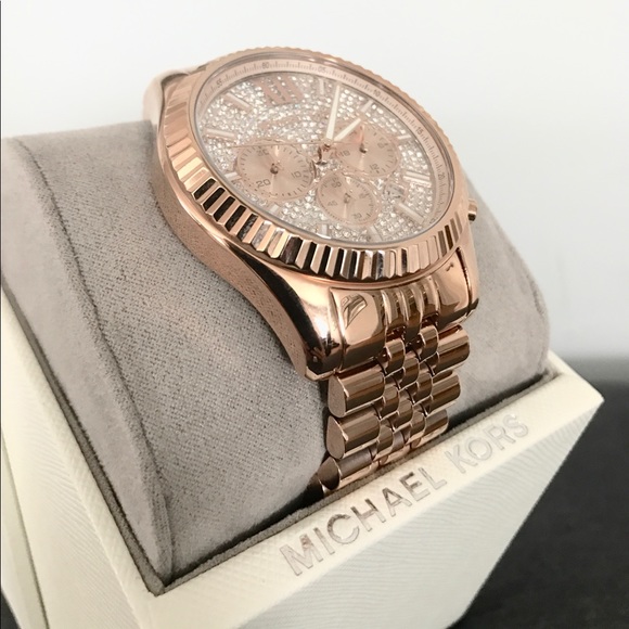 MK Lexington Crystal Pave Chronograph Watch - Picture 3 of 6